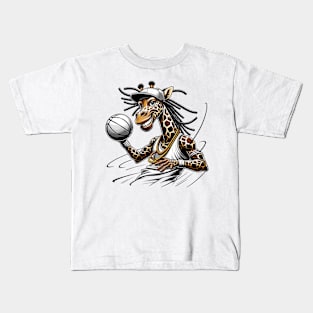 Basketball Giraffe Player | Whimsical Hoops & Wildlife Art Kids T-Shirt